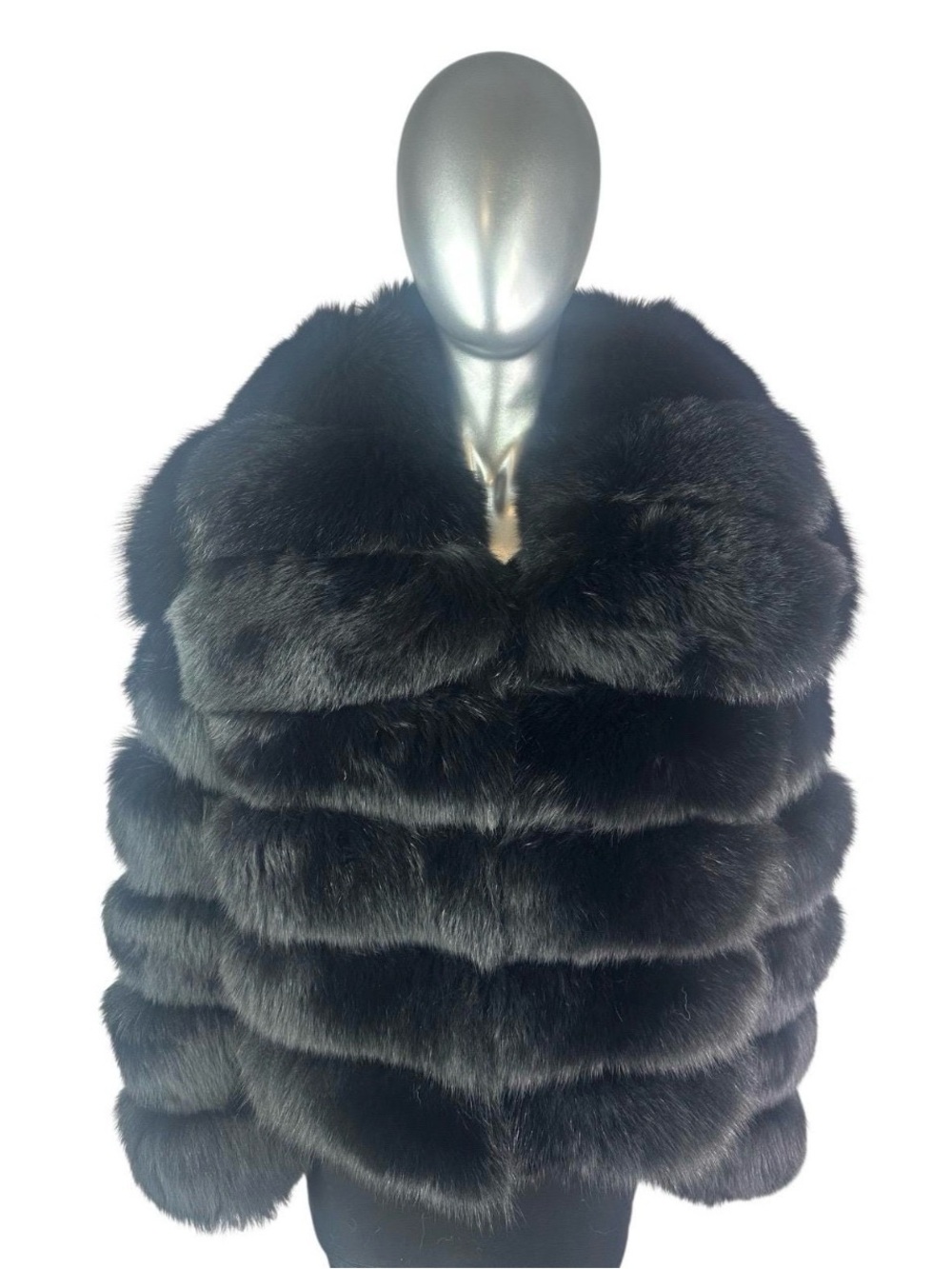 BLACK FOX Horizontal Bolero Jacket, Size M/L, Certified Vintage Fur w/St Bag
